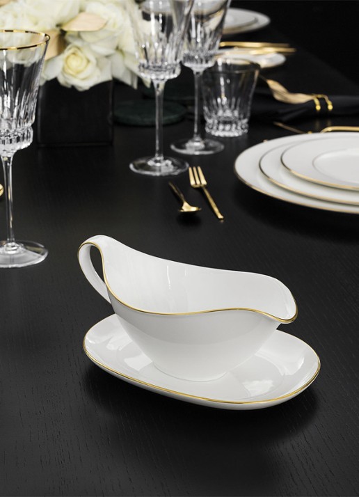 Villeroy & Boch Anmut Gold schenkkan 44 cl - voorkant 3 gebroken wit