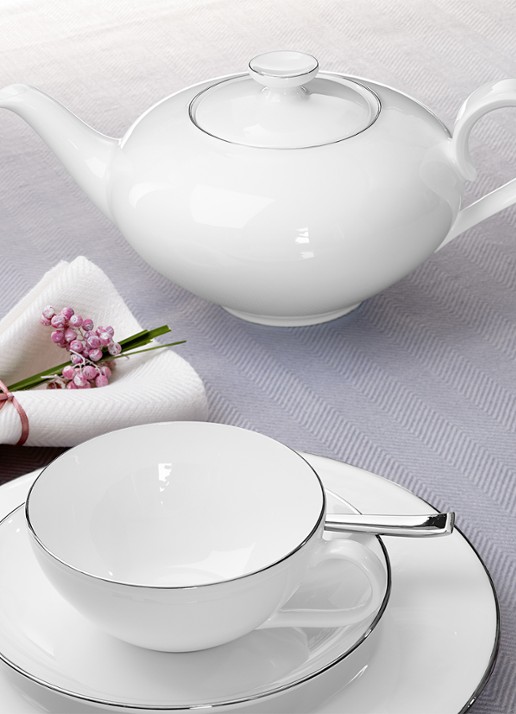 Villeroy & Boch Anmut Platinum No. 1 theepot 1 liter - voorkant 3 gebroken wit
