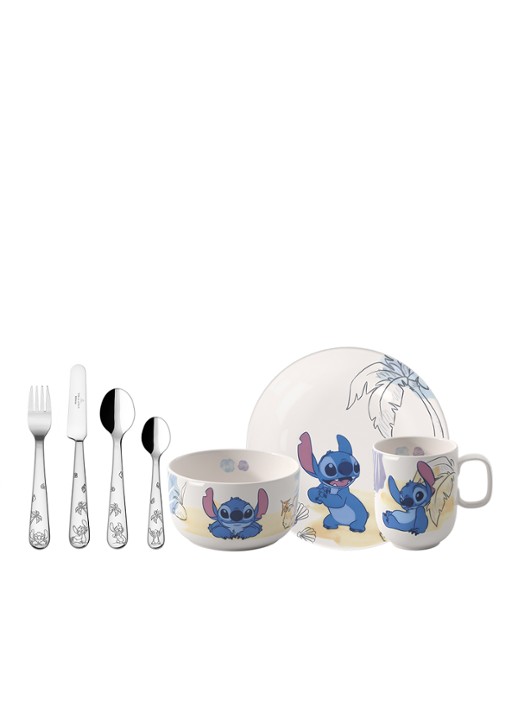 Villeroy & Boch Disney Stitch kinderserviesset 7-delig - voorkant blauw