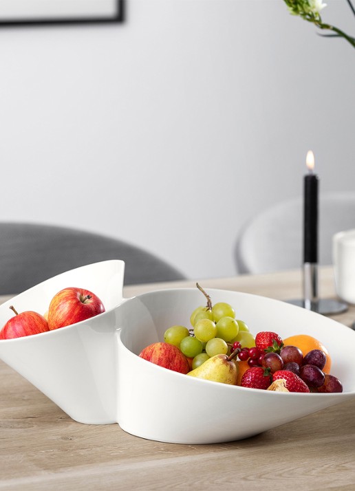 Villeroy & Boch Eye-catcher NewWave fruitschaal van porselein 49 x 27 cm - achterkant 4 gebroken wit