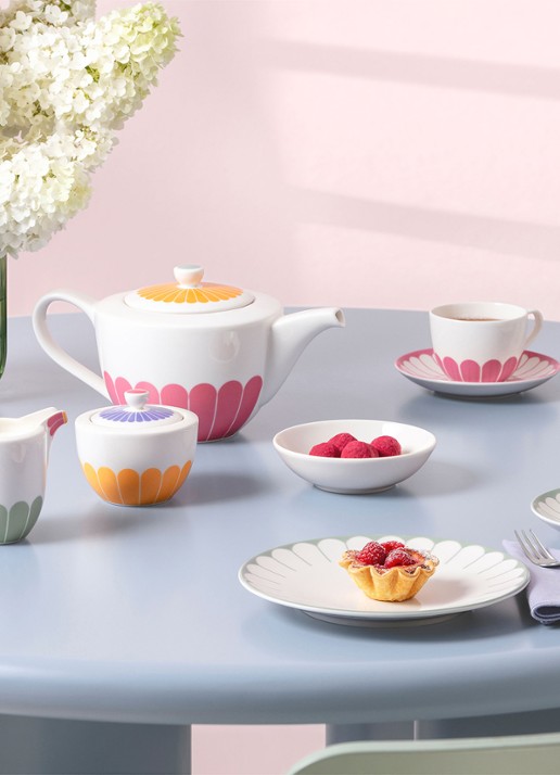 Villeroy & Boch Fleur theepot  - detail 2 donkerroze