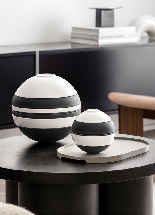Villeroy & Boch Iconic La Boule Black & White serviesset 7-delig - achterkant zwart