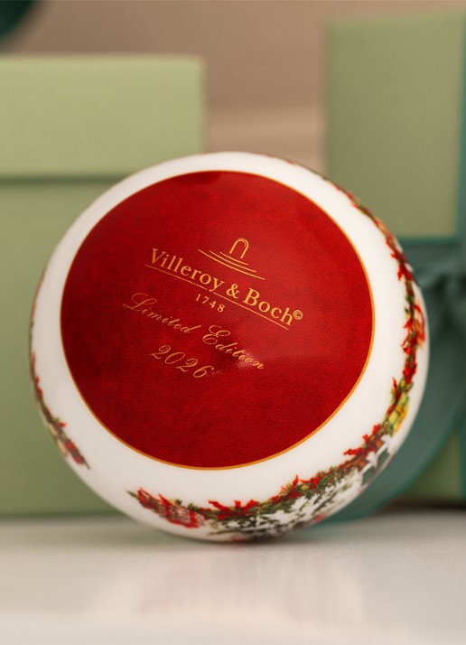Villeroy & Boch Jaar-bal 2026 kerstbal 7,8 cm - achterkant 2 rood
