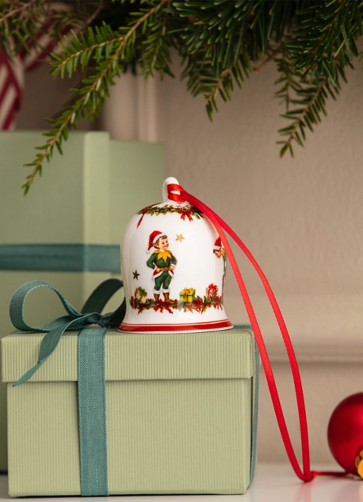 Villeroy & Boch Jaar-klokje 2026 kersthanger 6,9 cm - voorkant 2 rood