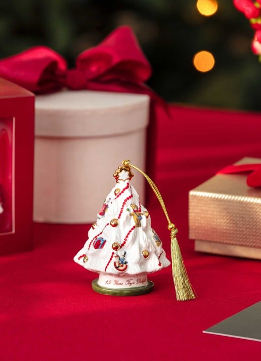 Villeroy & Boch Kerstboom 2025 kersthanger 7,3 cm - achterkant gebroken wit
