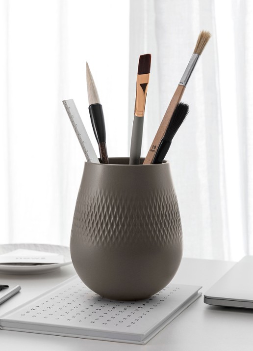 Villeroy & Boch Lave Carre vaas 14 cm - voorkant 3 lichtgrijs