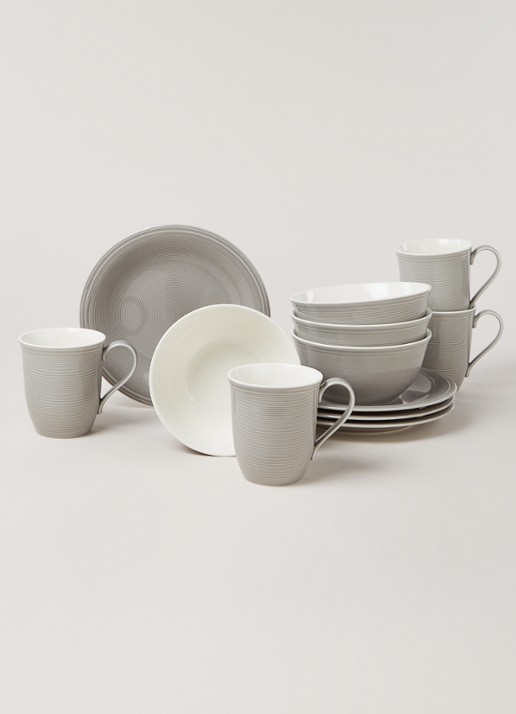 Villeroy & Boch Like Color Loop serviesset 12-delig - voorkant 3 lichtgrijs