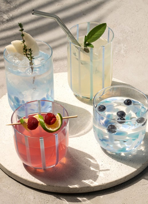 Villeroy & Boch Like Confetti longdrinkglas set van 2 - achterkant aquablauw