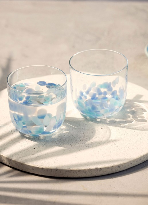 Villeroy & Boch Like Confetti waterglas set van 2 - achterkant aquablauw