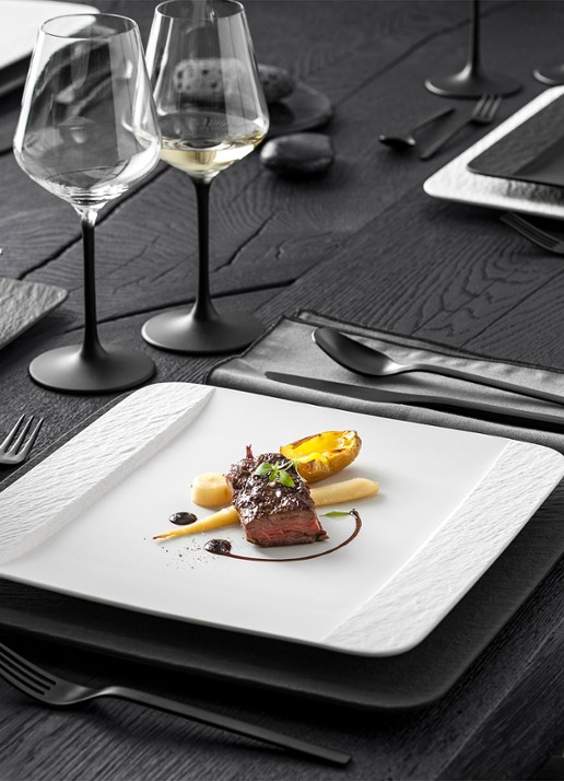 Villeroy & Boch Manufacture Rock dinerbord 28 cm  - voorkant 2 gebroken wit