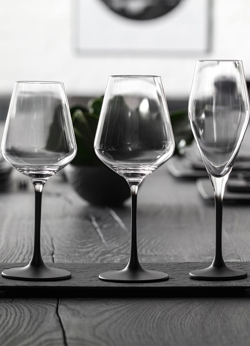 Villeroy & Boch Manufacture Rock witte wijnglas 38 cl set van 4 - voorkant 2 zwart