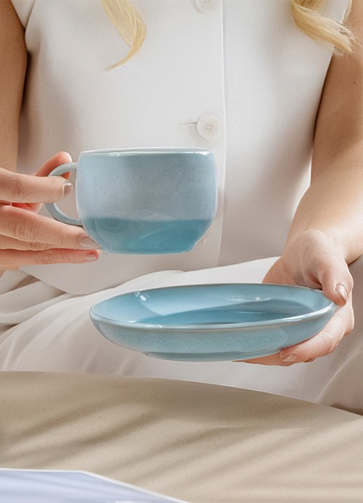Villeroy & Boch Perlemor schotel 16 cm - voorkant 2 aquablauw