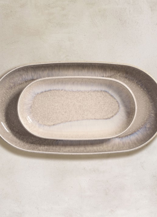 Villeroy & Boch Perlemor serveerschaal 34 x 18 cm - achterkant zand