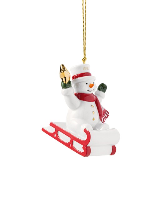 Villeroy & Boch Sneeuwpop 2025 kersthanger 7,6 cm - voorkant 2 wit