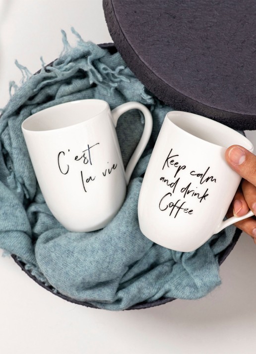 Villeroy & Boch Statement Keep Calm And Drink Coffee kopje 34 cl - achterkant 4 gebroken wit