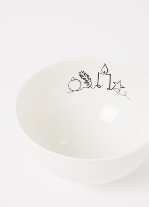Villeroy & Boch Statement XMAS kom 14 cm - voorkant 2 gebroken wit