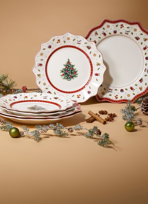 Villeroy & Boch Toy's Delight Kerst Bordenset 8-delig - voorkant 6 gebroken wit