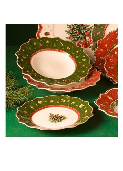 Villeroy & Boch Toy's Delight Kerst ontbijtbord 24 cm - detail groen