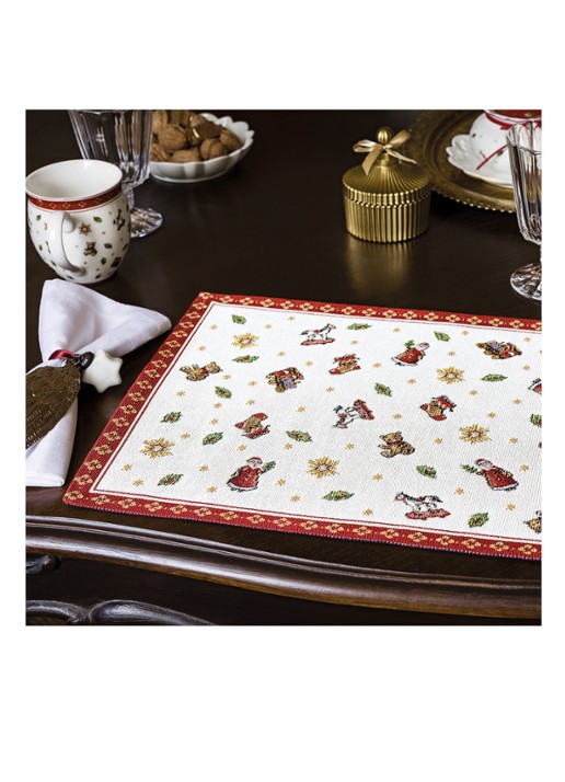 Villeroy & Boch Toy's Delight Kerst placemat 32 x 50 cm - detail donkerrood