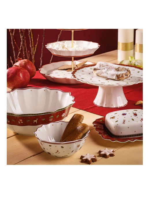 Villeroy & Boch Toy's Delight Kerst taartplateau 21 cm - detail steenrood