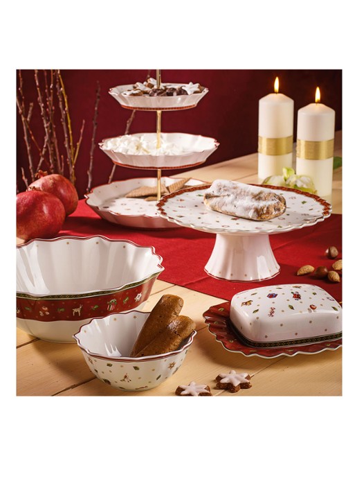 Villeroy & Boch Toy's Delight Kerst taartplateau 21 cm - detail 2 steenrood
