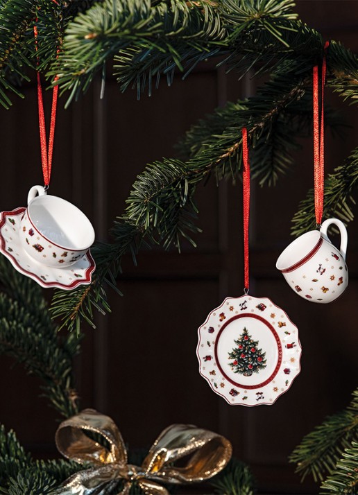 Villeroy & Boch Toy's Delight kersthangers set van 3 - voorkant 4 gebroken wit