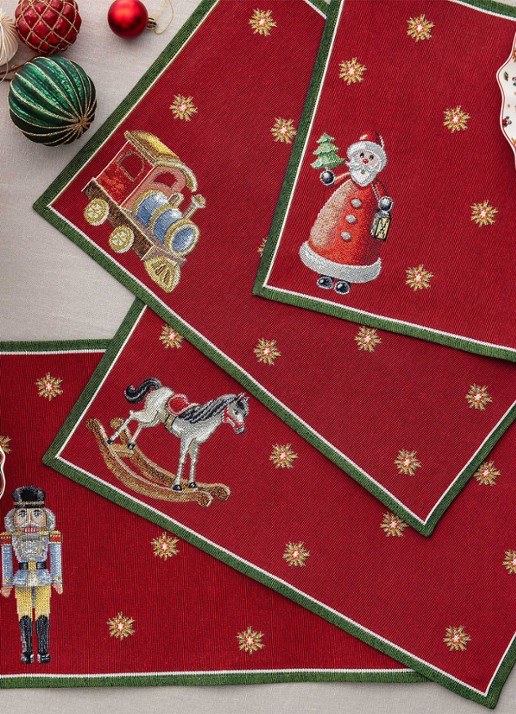 Villeroy & Boch Toy's Delight placemat 32 x 48 cm set van 4 - voorkant 2 kersenrood