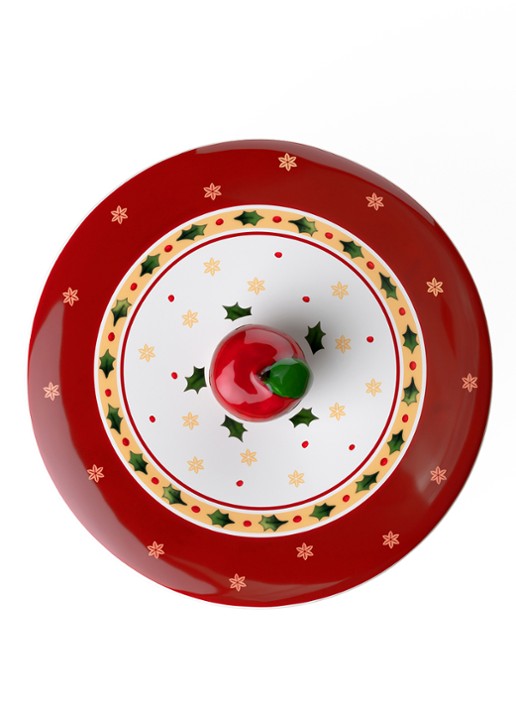 Villeroy & Boch Winter Bakery Delight Kerst snoeppot 13,5 cm - voorkant 3 steenrood