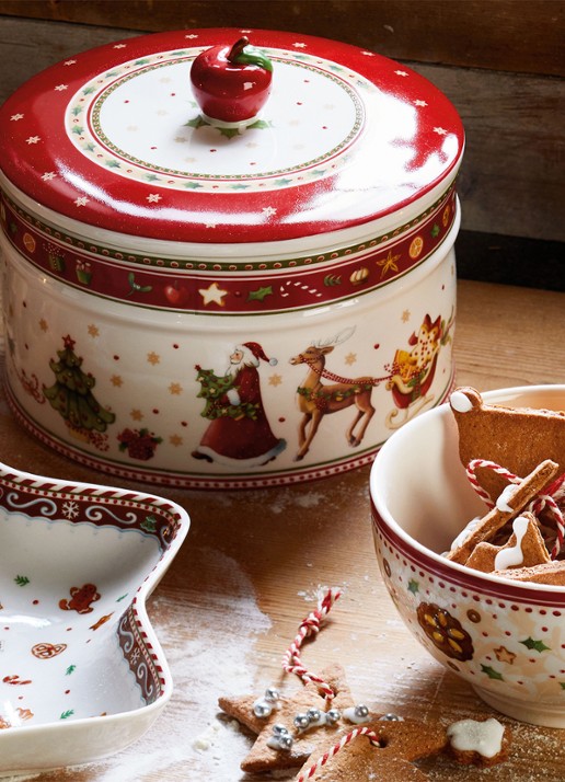 Villeroy & Boch Winter Bakery Delight Kerst snoeppot 17 cm - detail 3 steenrood