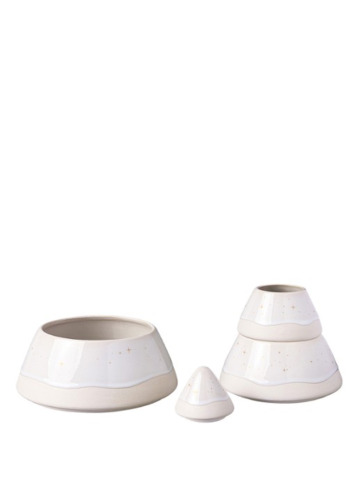 Villeroy & Boch Winter Glow Boom opbergdoos - voorkant 2 gebroken wit