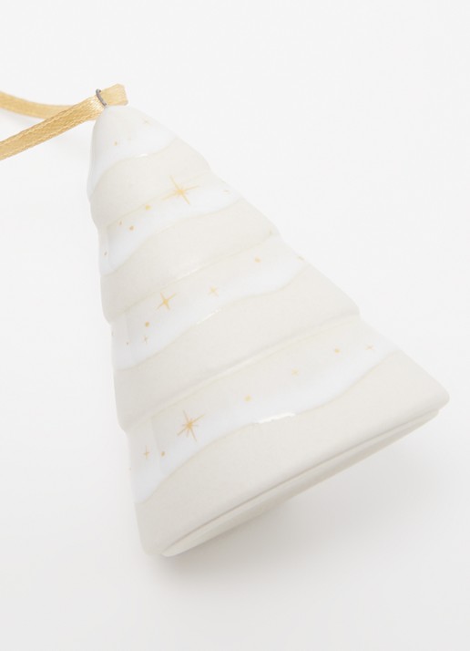 Villeroy & Boch Winter Glow Dennenboom kersthanger 7,5 cm - detail gebroken wit