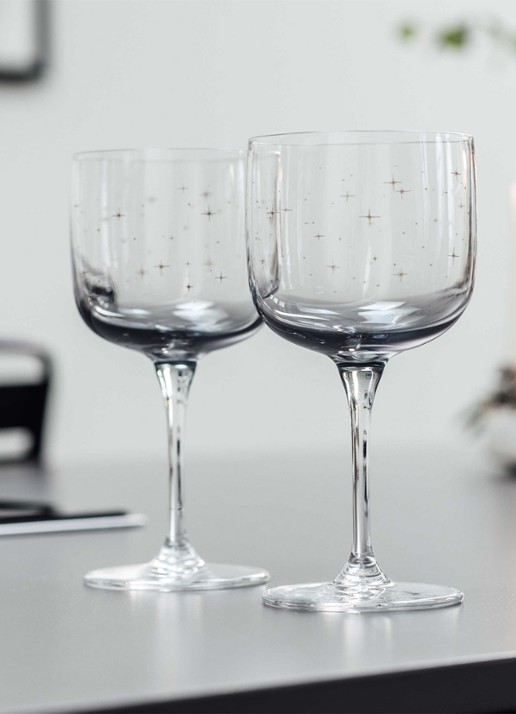 Villeroy & Boch Winter Glow witte wijnglas 27 cl set van 2 - voorkant 5 lichtgrijs