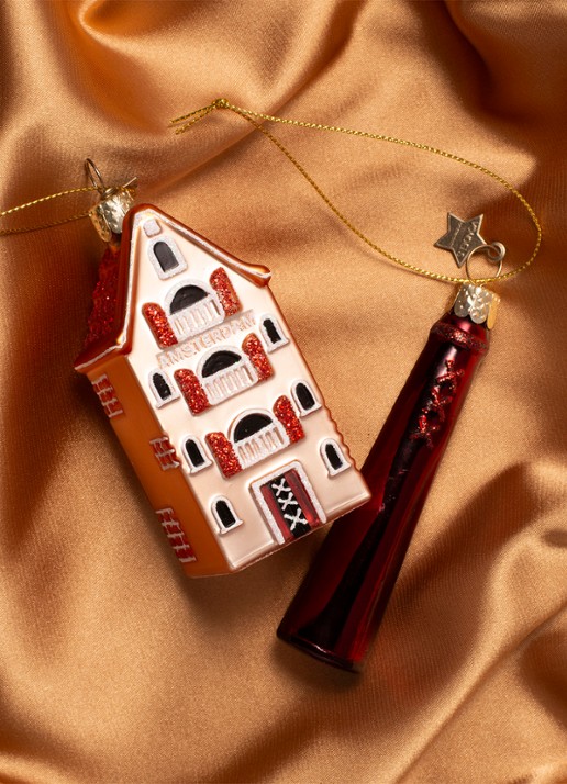 Vondels Amsterdammertje kersthanger 10 cm - detail bordeauxrood
