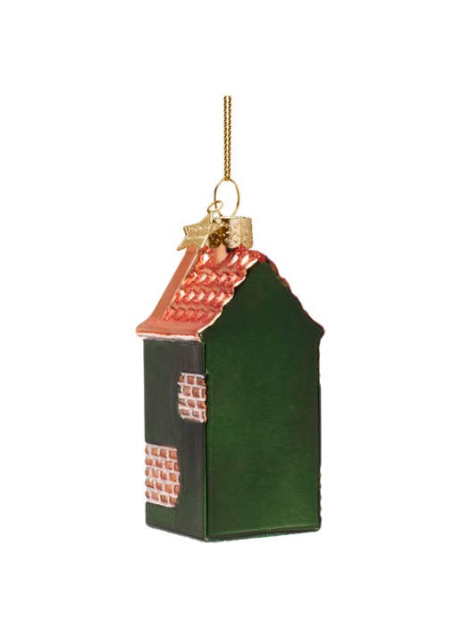 Vondels Amsterdams Kanaal Huis kersthanger 9 cm - achterkant groen
