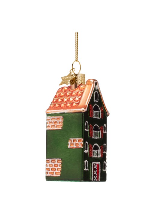 Vondels Amsterdams Kanaal Huis kersthanger 9 cm - voorkant 3 groen