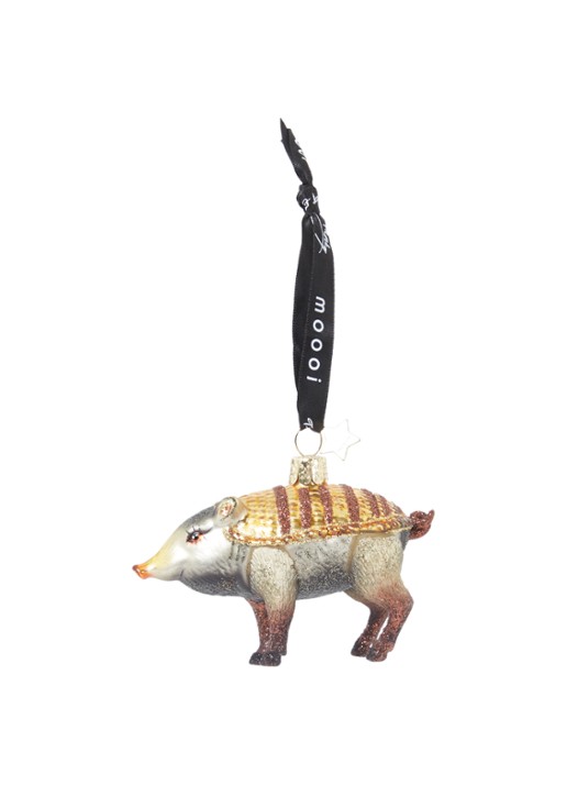 Vondels Armoured Boar Moooi kersthanger 7 cm - voorkant goud