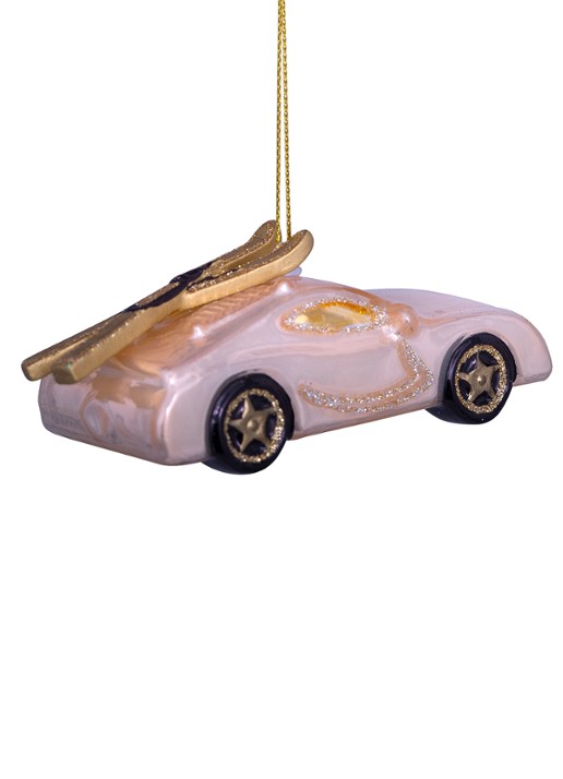 Vondels Auto met Ski's 4 cm - detail 2 roze