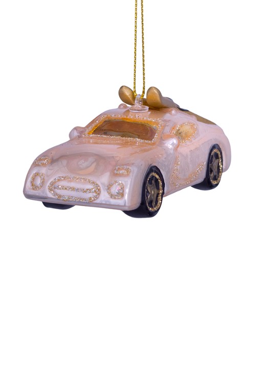 Vondels Auto met Ski's 4 cm - voorkant 5 roze