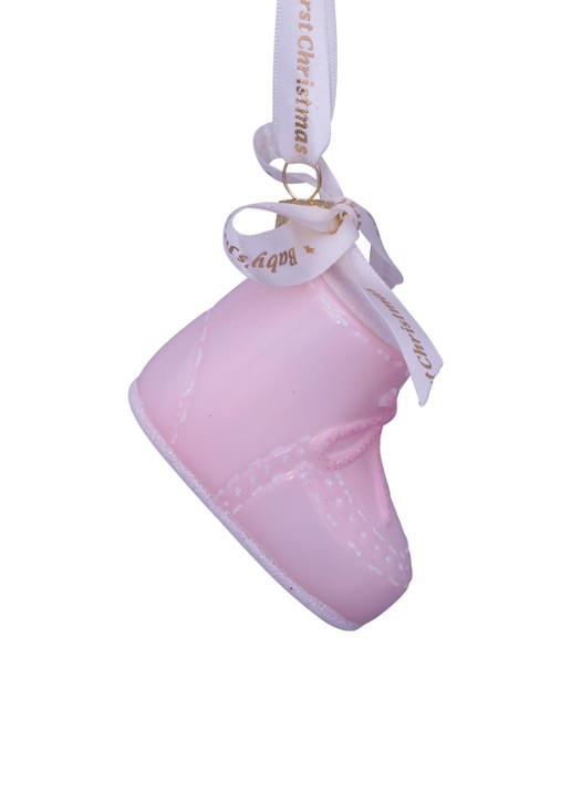 Vondels Baby's Eeste Kerst Schoen kersthanger 6 cm - detail 6 lichtroze