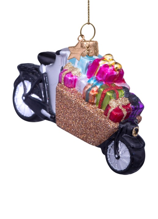 Vondels Bakfiets met cadeautjes kersthanger 6,5 cm