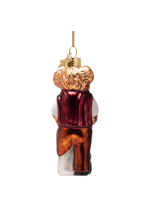 Vondels Beer in golfkleding kersthanger 11,5 cm - achterkant bruin