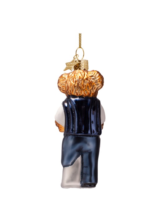 Vondels Beer in golfkleding kersthanger 12 cm - achterkant 2 donkerblauw