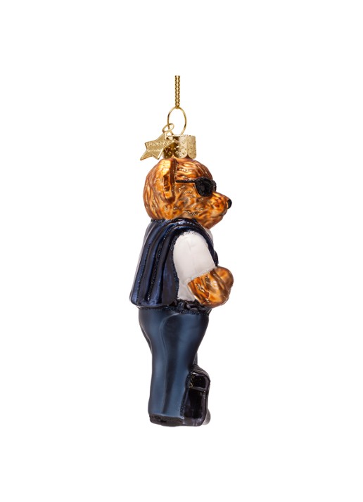 Vondels Beer in golfkleding kersthanger 12 cm - detail donkerblauw