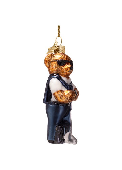 Vondels Beer in golfkleding kersthanger 12 cm - voorkant 4 donkerblauw