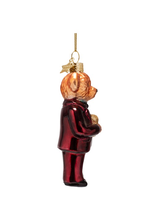 Vondels Beer kersthanger 11,5 cm - voorkant 3 bordeauxrood