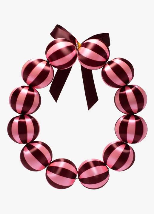 Vondels Bel kerstkrans 26,5 cm - voorkant 2 roze