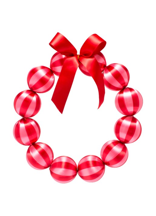 Vondels Bel kerstkrans 35,5 cm - voorkant roze