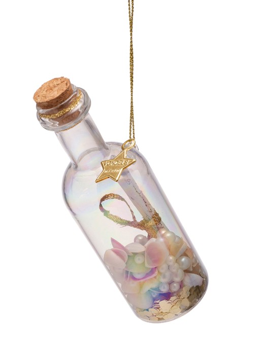 Vondels Bericht in een fles kersthanger 4 cm - achterkant gebroken wit