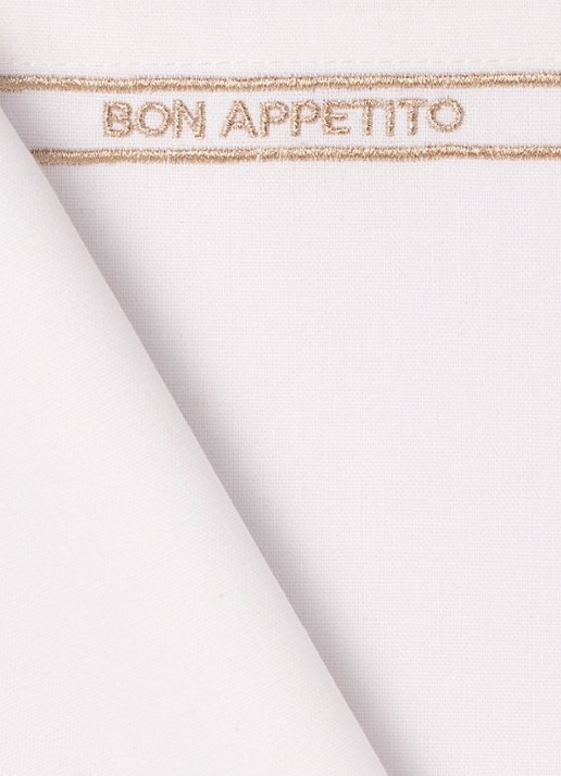 Vondels Bon Appetito placemat 42 x 32 cm set van 2 - voorkant 3 gebroken wit