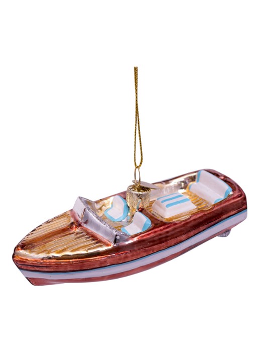 Vondels Boot kersthanger 4 cm - detail 2 bruin
